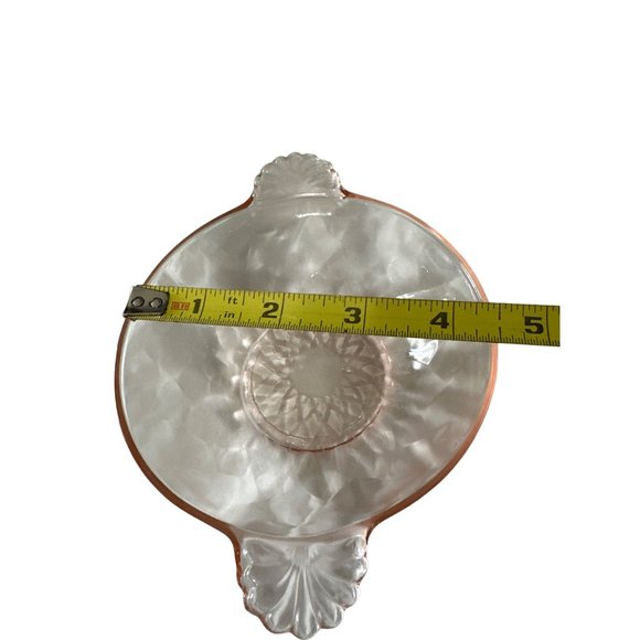 Vintage Anchor Hocking pink diamond pattern handled 4.5x1.5” dessert bowl - Picture 5 of 6